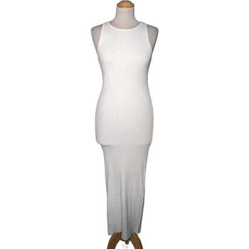 robe bershka  robe longue  38 - t2 - m blanc 