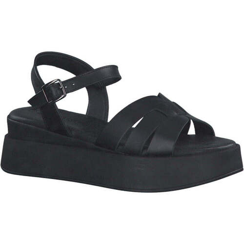 Chaussures Femme Sandales sport Tamaris black leather casual open sandals Noir