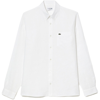 Vêtements Homme Chemises manches longues Lacoste Linen Casual Shirt - Blanc Blanc