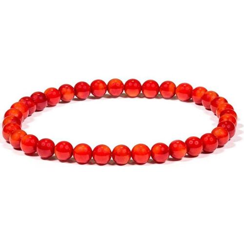 Toutes les nouveautés de la saison Bracelets Phoenix Import Bracelet élastique pierres de Corail Bambou Rouge