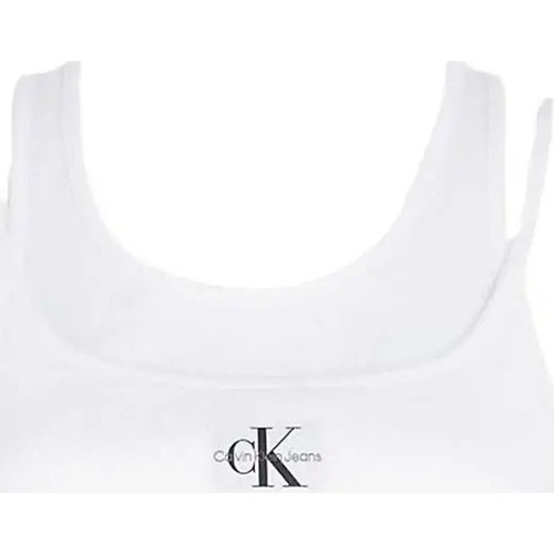 Vêtements Femme Tecnologias Calvin klein Monogram Logo Short Sleeve T-Shirt Calvin Klein Jeans Cotele luxe Blanc