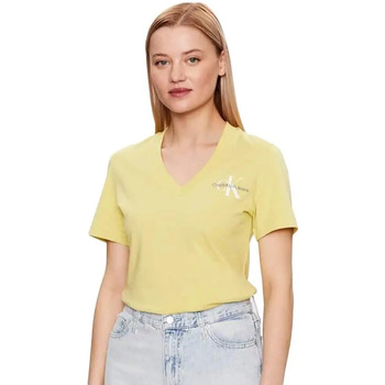 Vêtements Femme T-shirts manches courtes Calvin Klein Jeans Classic logo ck regular Jaune