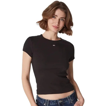Vêtements Femme T-shirts manches courtes Tommy Jeans Mini logo flag Noir