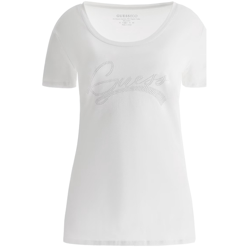 Vêtements Femme T-shirts Rose manches courtes Guess w3ri14_j1314-g011 Blanc