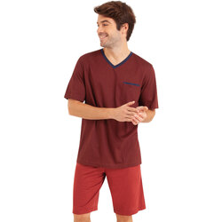 Vêtements Homme Pyjamas / Chemises de nuit Eminence Pyjama court homme coton Rouge