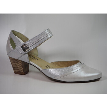 chaussures escarpins geo reino  olebace escarpins cuir bride velcro blanc silver 