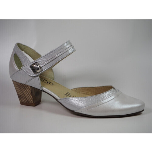 Chaussures Femme Escarpins Geo Reino olebace escarpins cuir bride velcro blanc silver Blanc