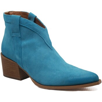Chaussures Femme Boots Urban boots à talon en veau velours Bleu