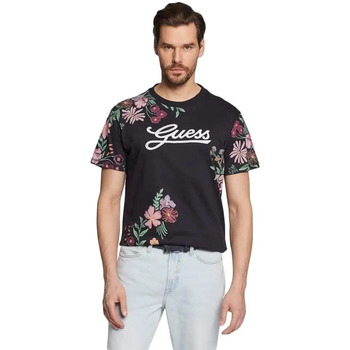 Vêtements Homme T-shirts manches courtes Guess Flower Noir