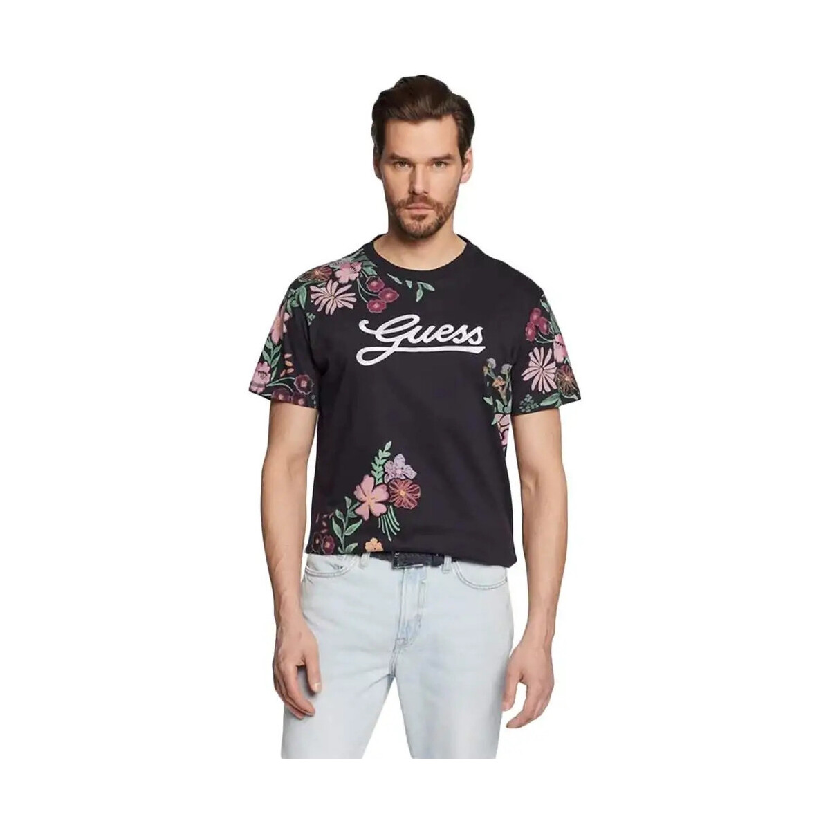 Vêtements Homme T-shirts manches courtes Guess Flower Noir
