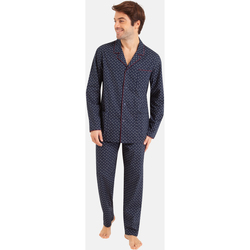 Vêtements Homme Pyjamas / Chemises de nuit Eminence Pyjama long ouvert homme imprimfeuillesimprimfeuilles