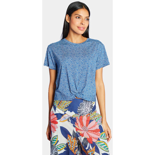 Vêtements Femme Shorts & Bermudas Antoine Et Lili T-shirt Croise Serenite Bleu