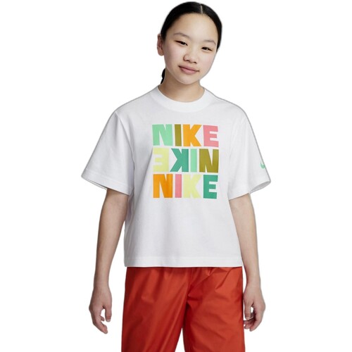 Vêtements Fille T-shirts manches courtes Nike CAMISETA NIA  BOXY PRINT DZ3579 Blanc