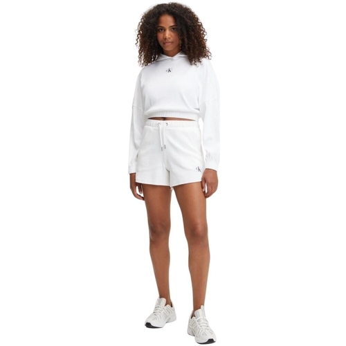 Vêtements Femme Sweats Calvin Klein Jeans Distressed Sweat a capuche  Ref 60234 YAF Blanc Blanc