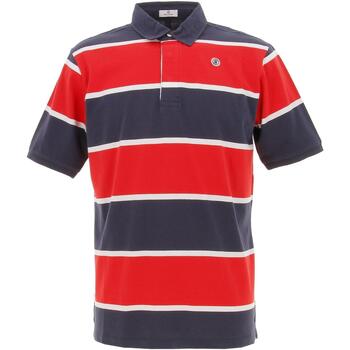Vêtements Homme Polos manches courtes Serge Blanco Polo mc jersey raye dk navy Rouge