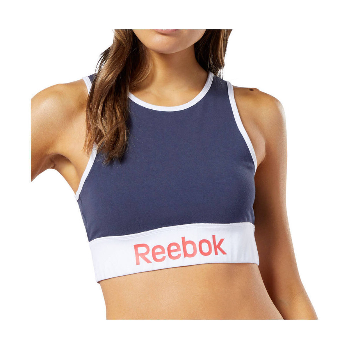 Vêtements Femme Polos manches courtes Reebok Sport Linear Logo Cotton Bra Marine