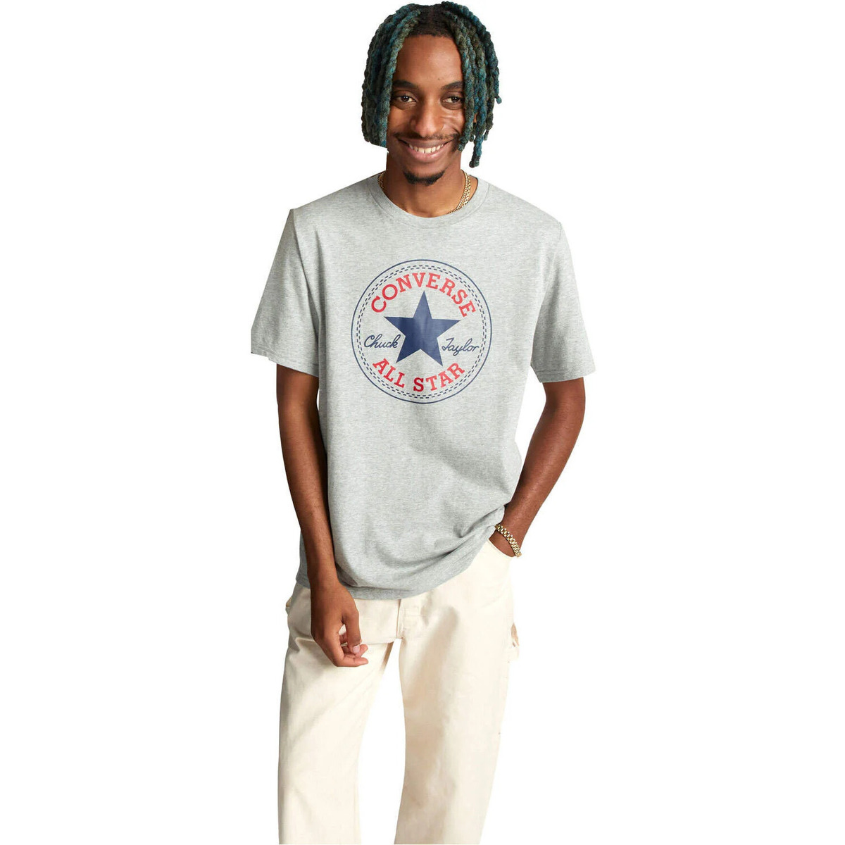Vêtements Homme T-shirts manches courtes Converse FRONT CHUCK PATCH CORE TEE Gris