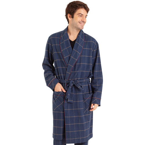 Vêtements Homme Pyjamas / Chemises de nuit Eminence Robe de chambre homme Popeline Bleu