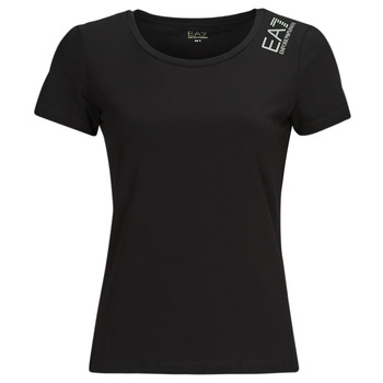 Vêtements Femme T-shirts manches courtes Emporio Armani logo-patch crew neck T-shirt 8NTT50-TJDZZ-0200 Noir