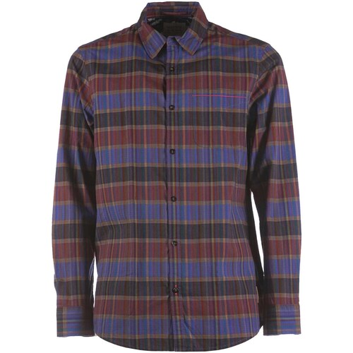 Vêtements Homme Chemises manches longues Chemise Imprimée Marron Regular-Fit Checked Lightweight Voile Shirt Multicolore