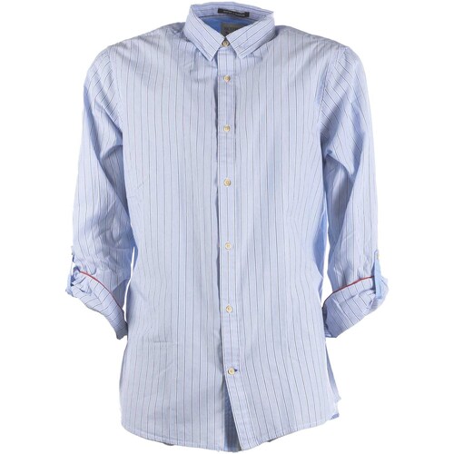 Vêtements Homme Chemises manches longues Coton Du Monde Regular-Fit Poplin Shirt With Sleeve Roll-Up Marine
