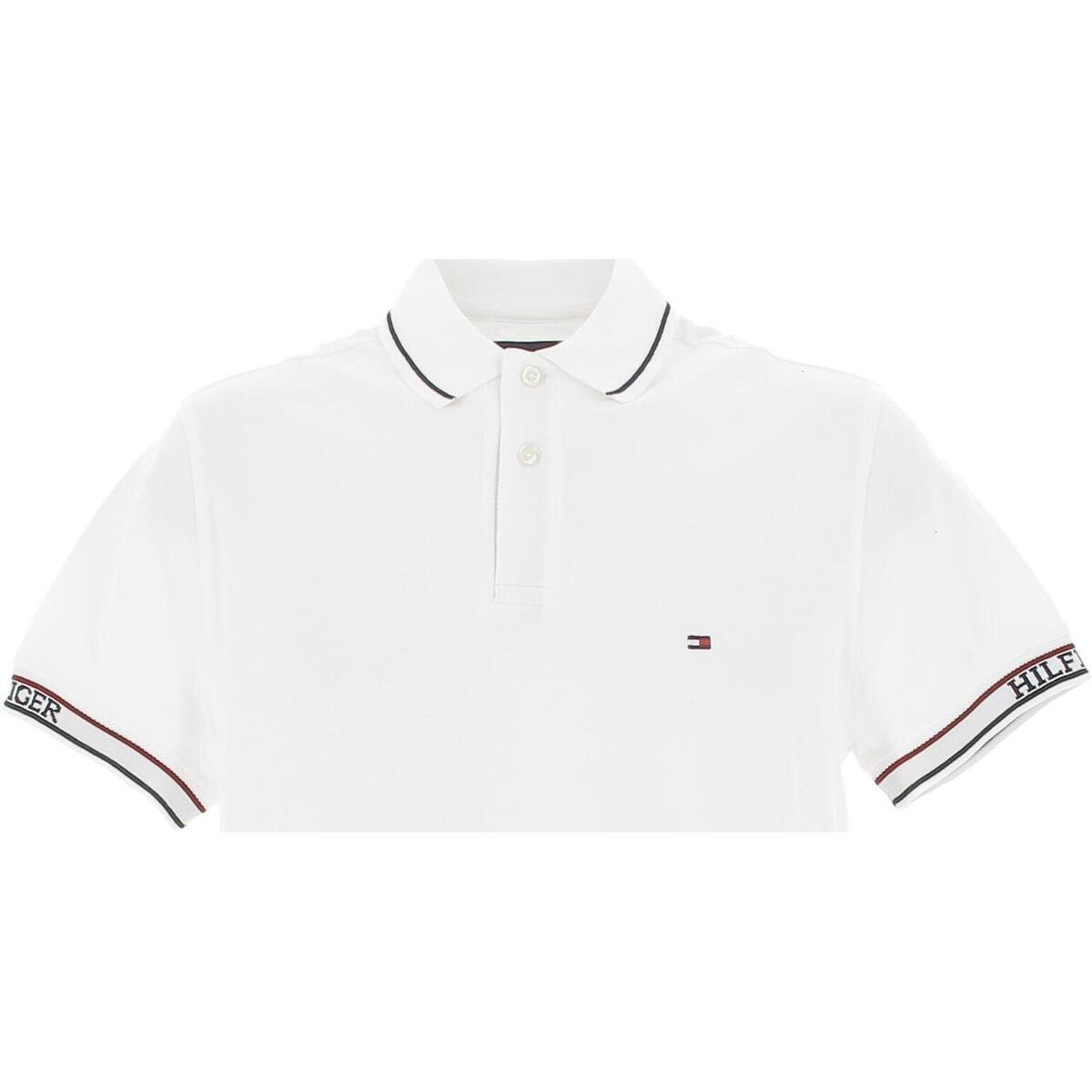 Vêtements Homme Polos manches courtes Tommy Hilfiger Knitted tape cuff re Blanc