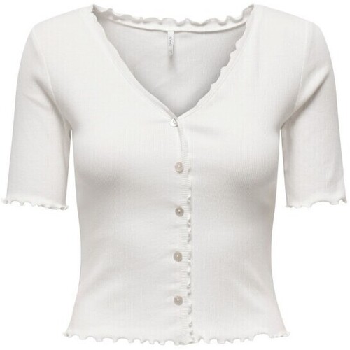 Vêtements Femme T-shirts manches courtes Only TOP ONLLAILA S/S BUTTON - CLOUD DANCER - L Multicolore