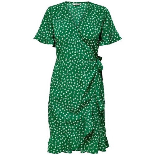 Vêtements Femme Robes Only ROBE ONLOLIVIA S/S WRAP - VERDANT GREEN / W.FIONA DITSY - 36 Multicolore