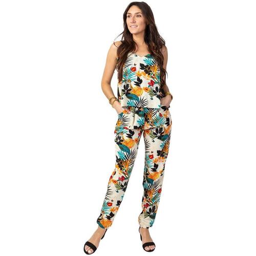 Vêtements Femme Combinaisons / Salopettes Courte Marika Fluide Pantalon fines bretelles LOUCIA imprimé tropical Multicolore