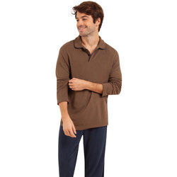 Vêtements Homme Pyjamas / Chemises de nuit Eminence Pyjama long col ouvert homme Coton Modal marronmarine