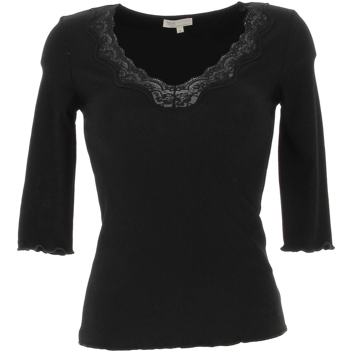 Vêtements Femme T-shirts manches courtes Salsa Long sleeve jersey with lace Noir