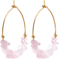 Montres & Bijoux Femme Boucles d'oreilles Brillaxis Créoles  perles quartz rose Jaune