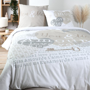 Maison & Déco Nat et Nin Stof Parure de lit Amour 220 x 240 cm Blanc