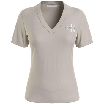 Vêtements Femme T-shirts & Polos Calvin Klein Chrono T shirt femme  Ref 60230 ACF Beige Beige