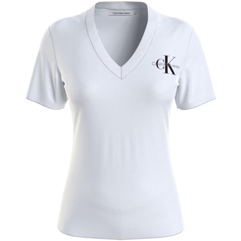 Vêtements Femme T-shirts & Polos Calvin Klein Jeans T shirt femme  Ref 60229 YAF Blanc Blanc