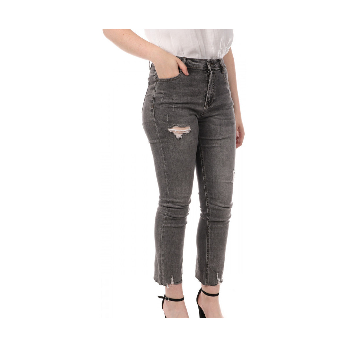 Vêtements Femme Jeans droit Monday Premium L-3089-3 Gris
