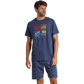 Vêtements Homme Pyjamas / Chemises de nuit Admas Pyjama tenue d'intérieur short t-shirt Origami Bleu