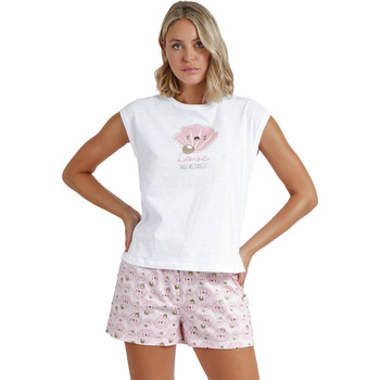 Vêtements Femme Pyjamas / Chemises de nuit Admas Pyjama tenue d'intérieur short t-shirt Jacey Sea World Blanc