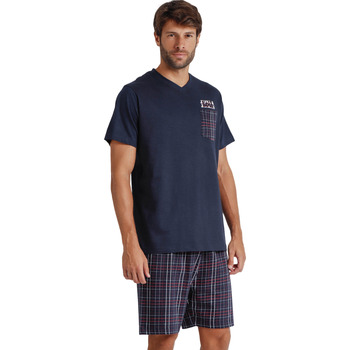 Admas Pyjama short t-shirt col V JAndJ Lois Bleu