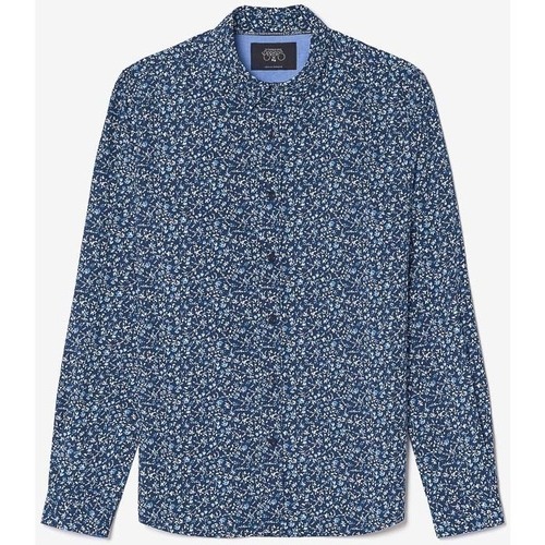 Vêtements Homme Chemises manches longues Le Temps des Cerises Chemise nobel bleu marine à motif fleuri Bleu