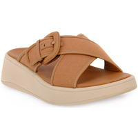 Chaussures Femme Mules FitFlop F MODE BUCKLE CANVAS PLATFORM Beige