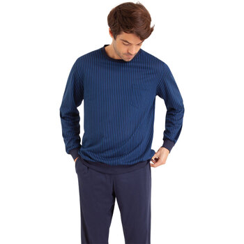 Vêtements Homme Pyjamas / Chemises de nuit Eminence Pyjama long homme coton Bleu