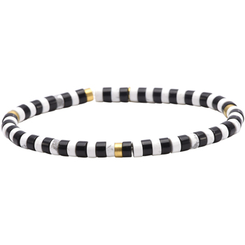 bracelets sixtystones  bracelet perles heishi 4mm agate noire -small-16cm 