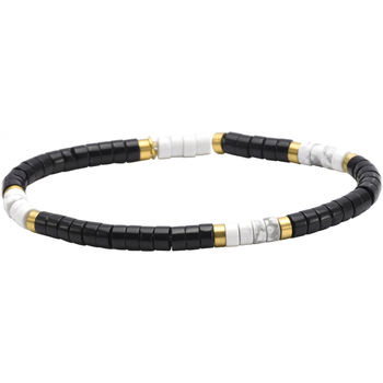 bracelets sixtystones  bracelet perles heishi 4mm agate noire -large-20cm 