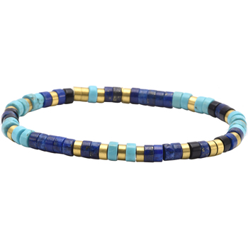 Montres & Bijoux Bracelets Sixtystones Bracelet Perles Heishi 4mm Lapis Lazuli -Small-16cm Bleu
