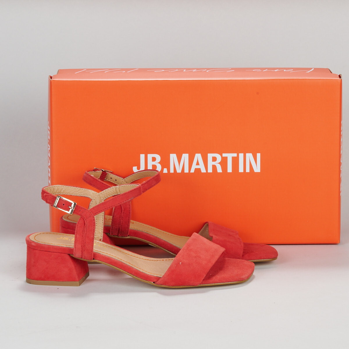 Chaussures Femme Sandales et Nu-pieds JB Martin VALSER CHEVRE VELOURS ROUGE