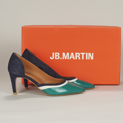 Chaussures Femme Escarpins JB Martin ETNA CHEVRE VELOURS MARINE / CRAIE / EMERAUDE