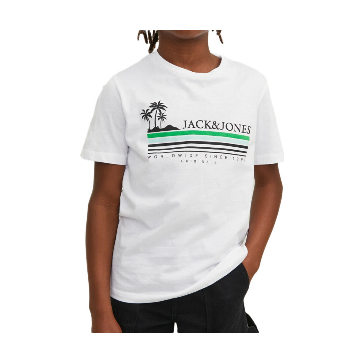 Vêtements Garçon T-shirts & Polos Jack & Jones 12235491 Blanc