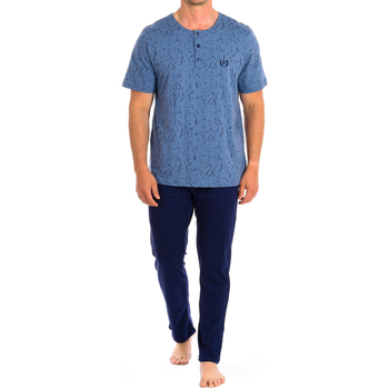 Vêtements Homme Pyjamas / Chemises de nuit Kisses And Love PJ1403-MAVI Bleu