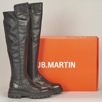 Chaussures Femme Bottes ville JB Martin FELICIA CH METAL MARRON / VEAU / T FOULONNEE NOIR